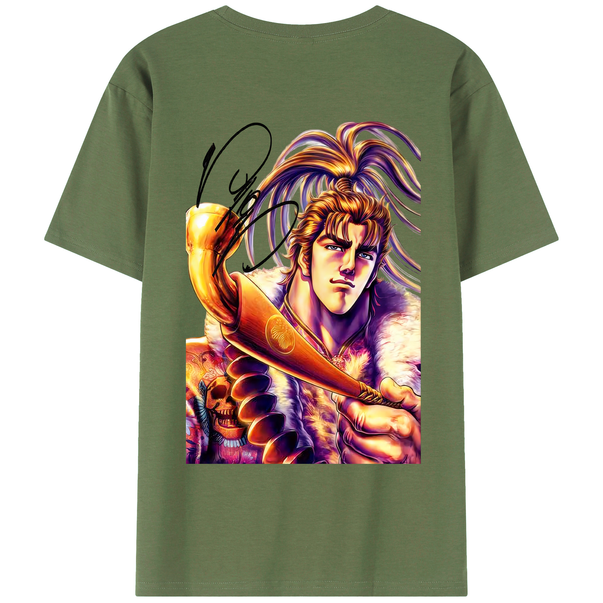 （画像用） 北斗の拳 Fist of the North Star 綿100％ メンズ半袖Tシャツ（バックプリント） 通気性
